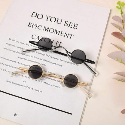 Sunglasses Retro Mini Round Men Metal Frame Gold Black Small Round Popular Lens