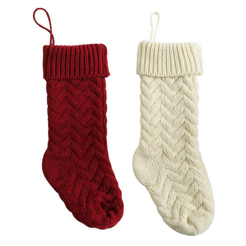 18" Large Size Cable Knit Knitted Christmas Xmas Stockings Stocking Decorations