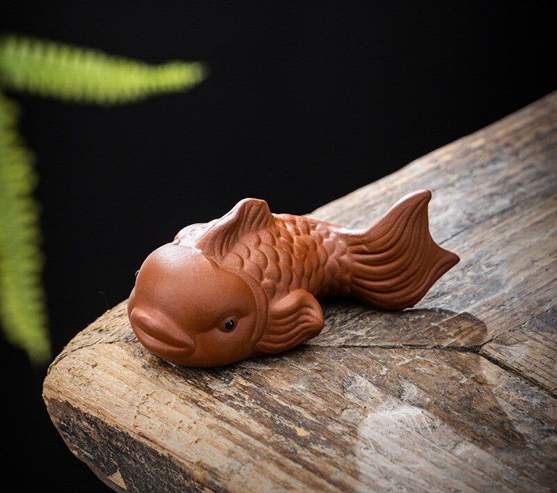 Creative Tea Pet On Sales Fish Statue Small Size Yixing Zisha Purple Clay China