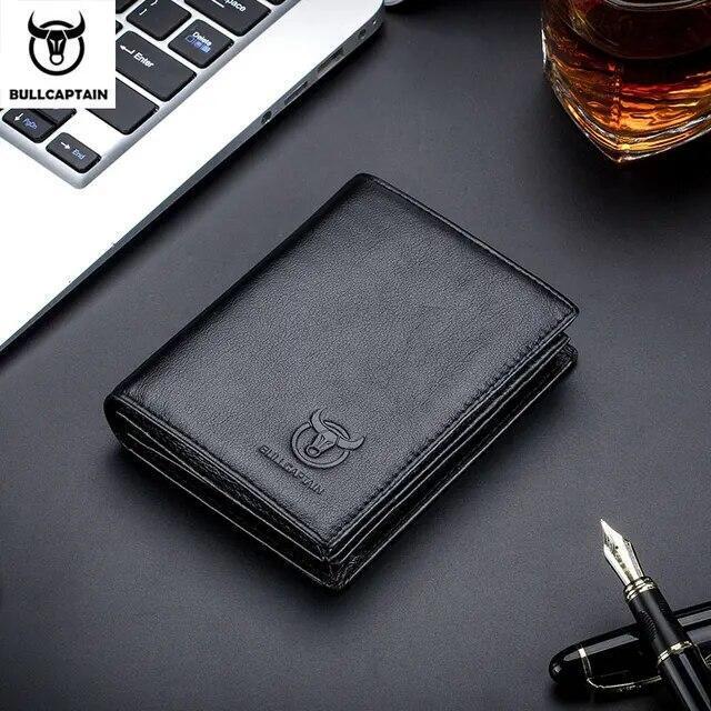 BULLCAPTAIN Mens Wallet Genuine Leather RFID Bifold Large Capacity Card Holder