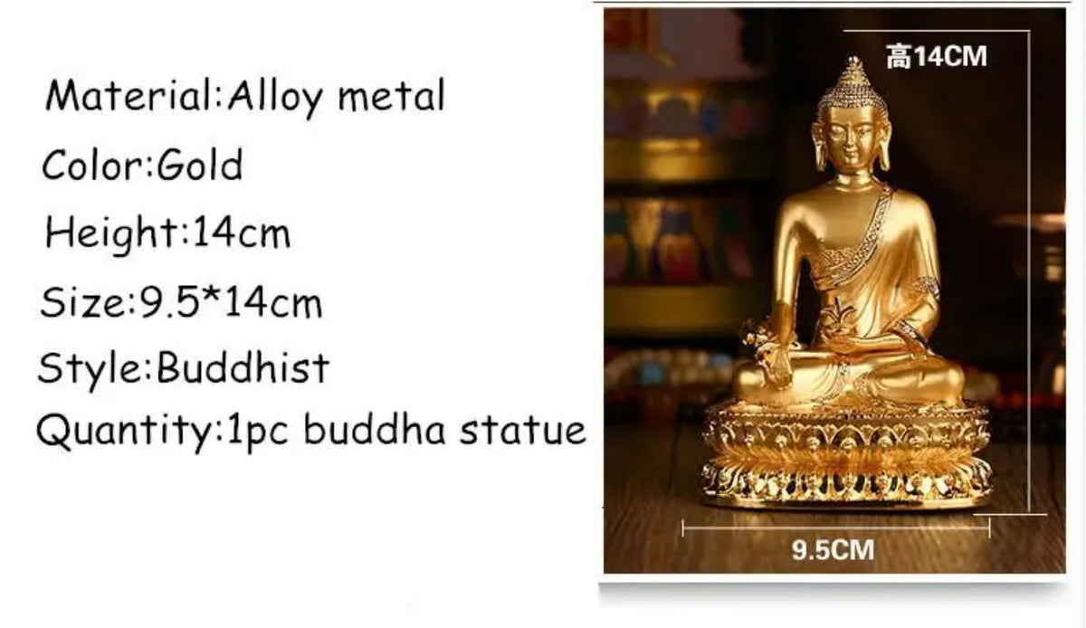 14cm Gold Pating Alloy Metal Medicine Pharmacist Tibetan Buddhist Buddha Statue