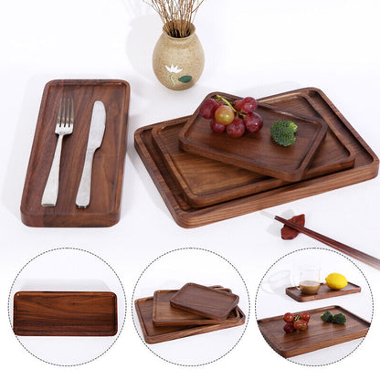 1pcs Wooden Serving Tray Square Plate Tableware Food Tea Server Kitchen Dishes