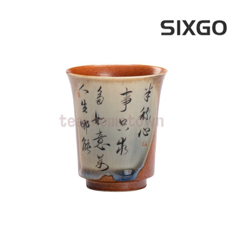 Handwriting Chai Kiln Master Cup Single Cup Tea Tasting Cup Tea Cup Ceramic