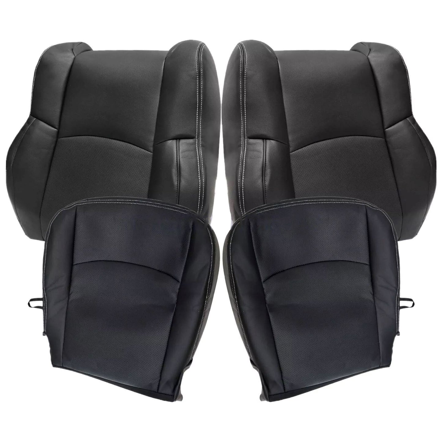 4PCS For Dodge Ram 2013-18 Driver Passenger Bottom Top Perf Leather Seat Cover