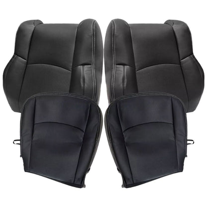 4PCS For Dodge Ram 2013-18 Driver Passenger Bottom Top Perf Leather Seat Cover