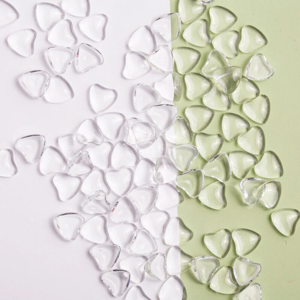 Nail Art Decals 20-100Pcs 3D Heart Charms Clear Acrylic DIY Manicure Accessories