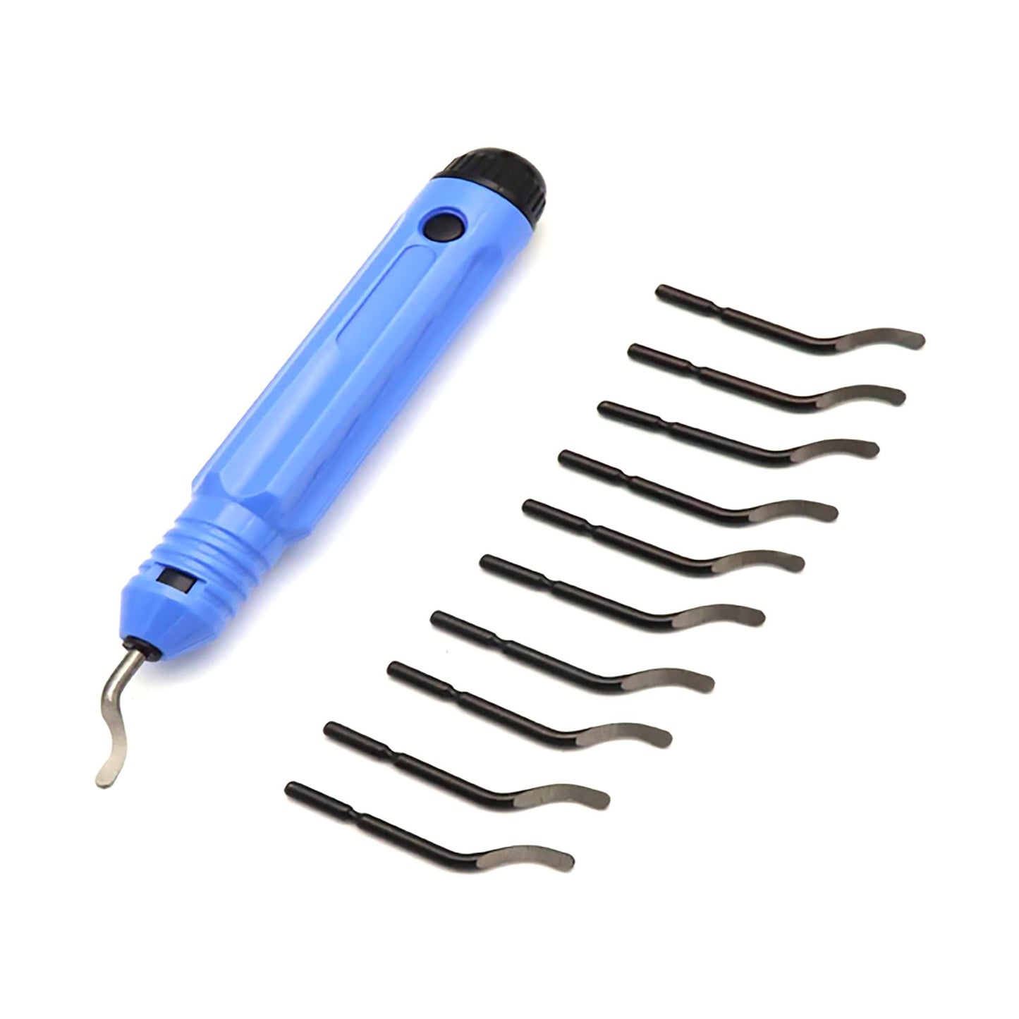 1Set 360 Degree Rotary Deburring Tool Kit 1 Handle & 10 HSS Blades Replace Parts