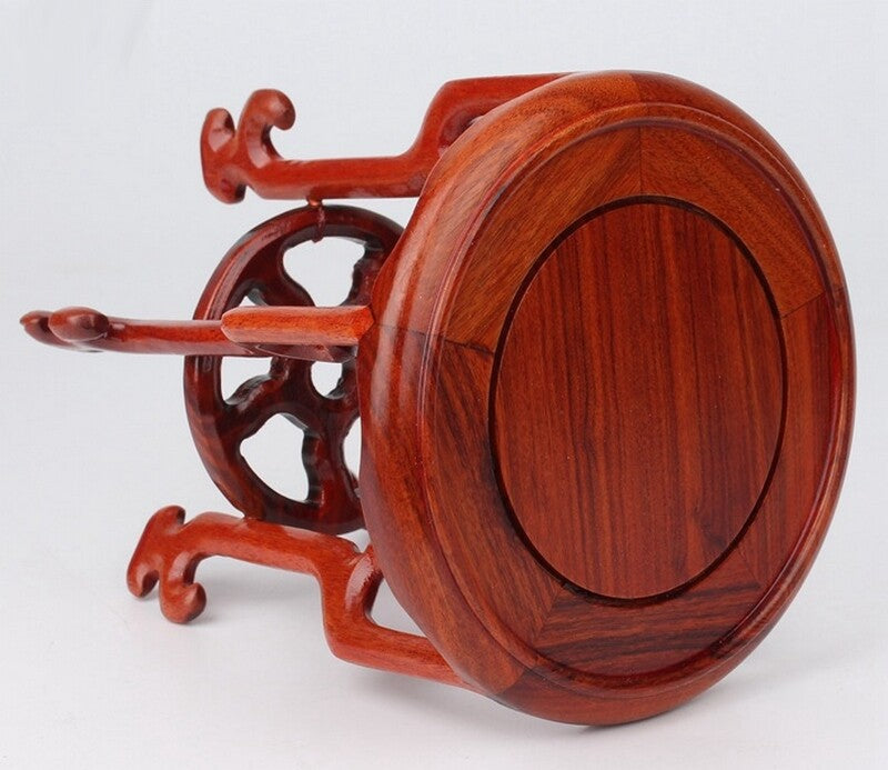 Rosewood Bonsai Stand Ceramic Teapot Stone Vase Flower Rack Base Crafts Decor