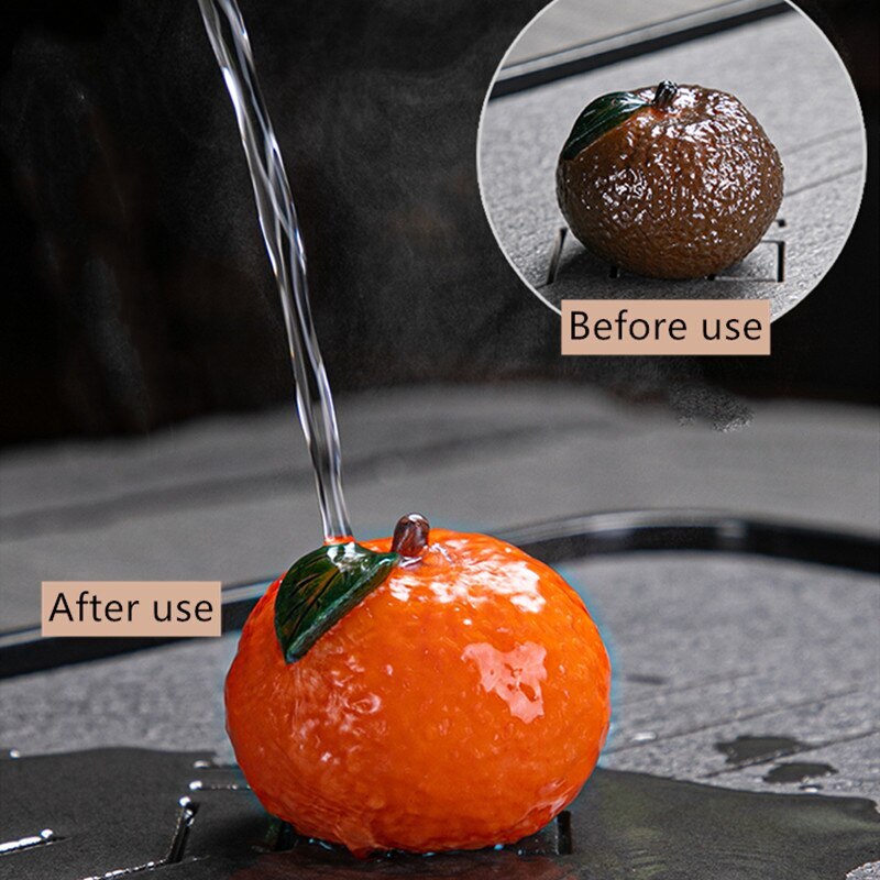Chinese Resin Color Changing Tea Pet Lucky Orange Model Tea Figurine Ornament