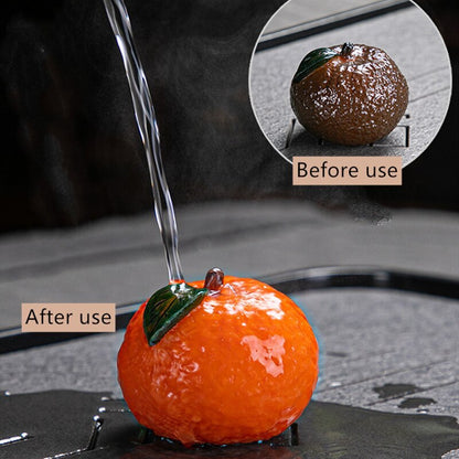 Chinese Resin Color Changing Tea Pet Lucky Orange Model Tea Figurine Ornament