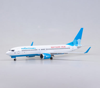 47CM Pobeda BOEING 737 Airplane Led Sound-controlled Light Resin Aircraft Model