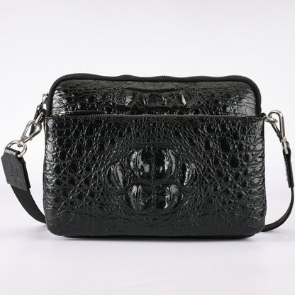 Original Real Crocodile Skin Leather Bags,Men's Luxury Black Shoulder bag