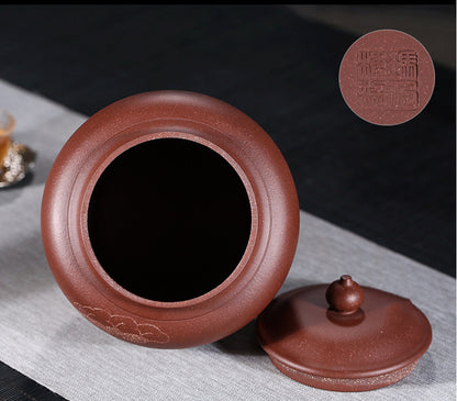 China Yixing Zisha Jiangpo Clay Pottery Traditional Handmade Tea Jar Pot Vessel