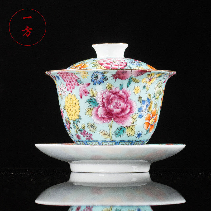 Chinese Tea Brewer Gaiwan Porcelain Tureen Jingdezhen Cup Bowl With Saucer Lid