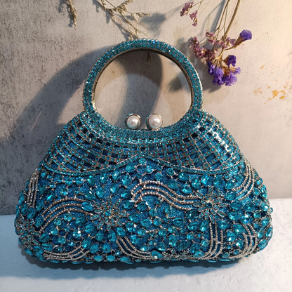 Woman Wedding Bridal Handbag Flower Crystal Party Floral Evening Bag