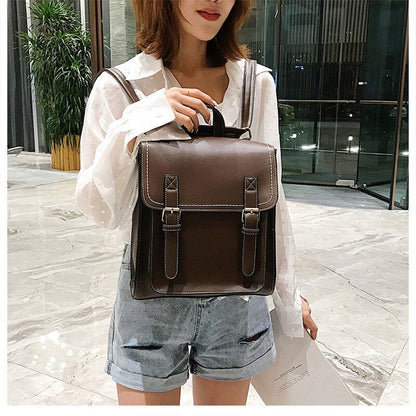 Vintage Backpack Female Synthetic Leather Bag School Shoulder Purse 28*10*30 CM