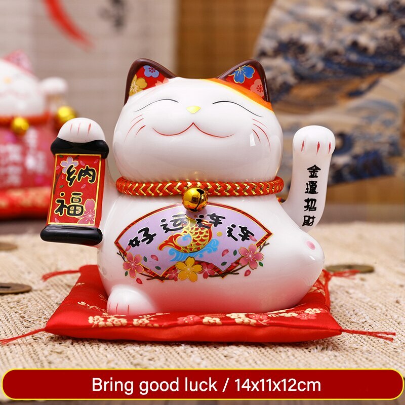 14cm Ceramic Fortune Cat Waving Hand Cat Maneki Neko Home Decoration Lucky Cat