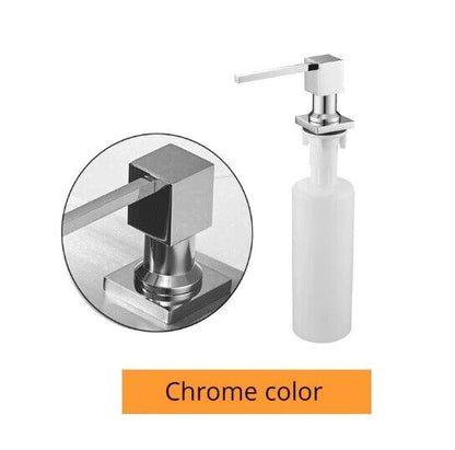 Deck Mounted Kitchen Soap Dispensers 400ml Square Pump Chrome Finish Counter Top
