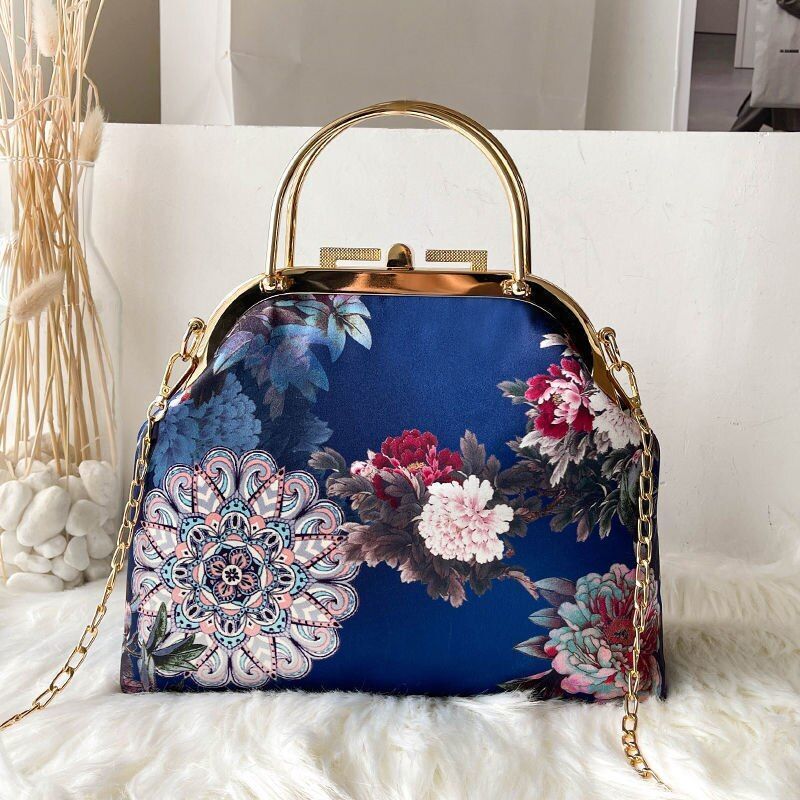 Shoulder Crossbody Bag Spring Flowers Bags Lock Shell Purse Vintage Bag Handbags