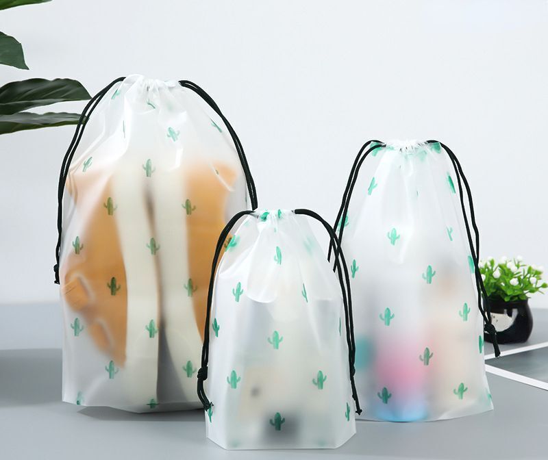 1pc Transparent Drawstring Makeup Bag Clothes Organizer Pouch Travel Cosmetic