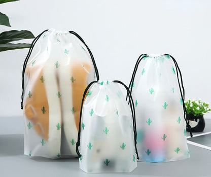 1pc Transparent Drawstring Makeup Bag Clothes Organizer Pouch Travel Cosmetic