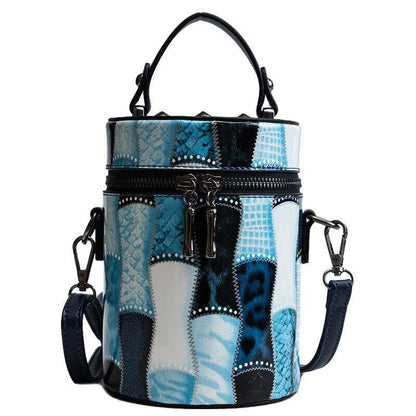Bucket Bag Synthetic Leather Chain Shoulder Bag Rivets Handbag 17*12*12 CM Flap