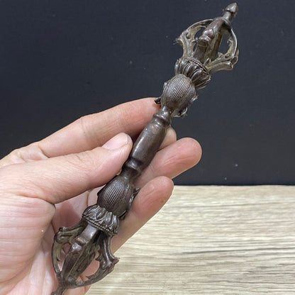 Tibetan Buddhist 5-Sect Vajra Dorje Pestle | Copper Alloy Ritual Decor Figurine