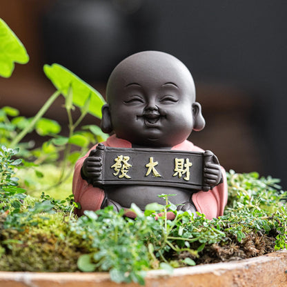 Maitreya Buddha Purple Sands Tea Pet 8.3cm Table Decoration Tea Set Accessories