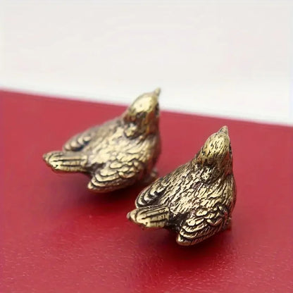 26.5mm Brass Sparrow Tea Pet Bird Figurine Decoration Chinese Retro Ornament