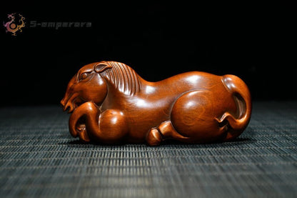 Chinese Collection Boxwood Hand-carved Exquisite Horse Statue