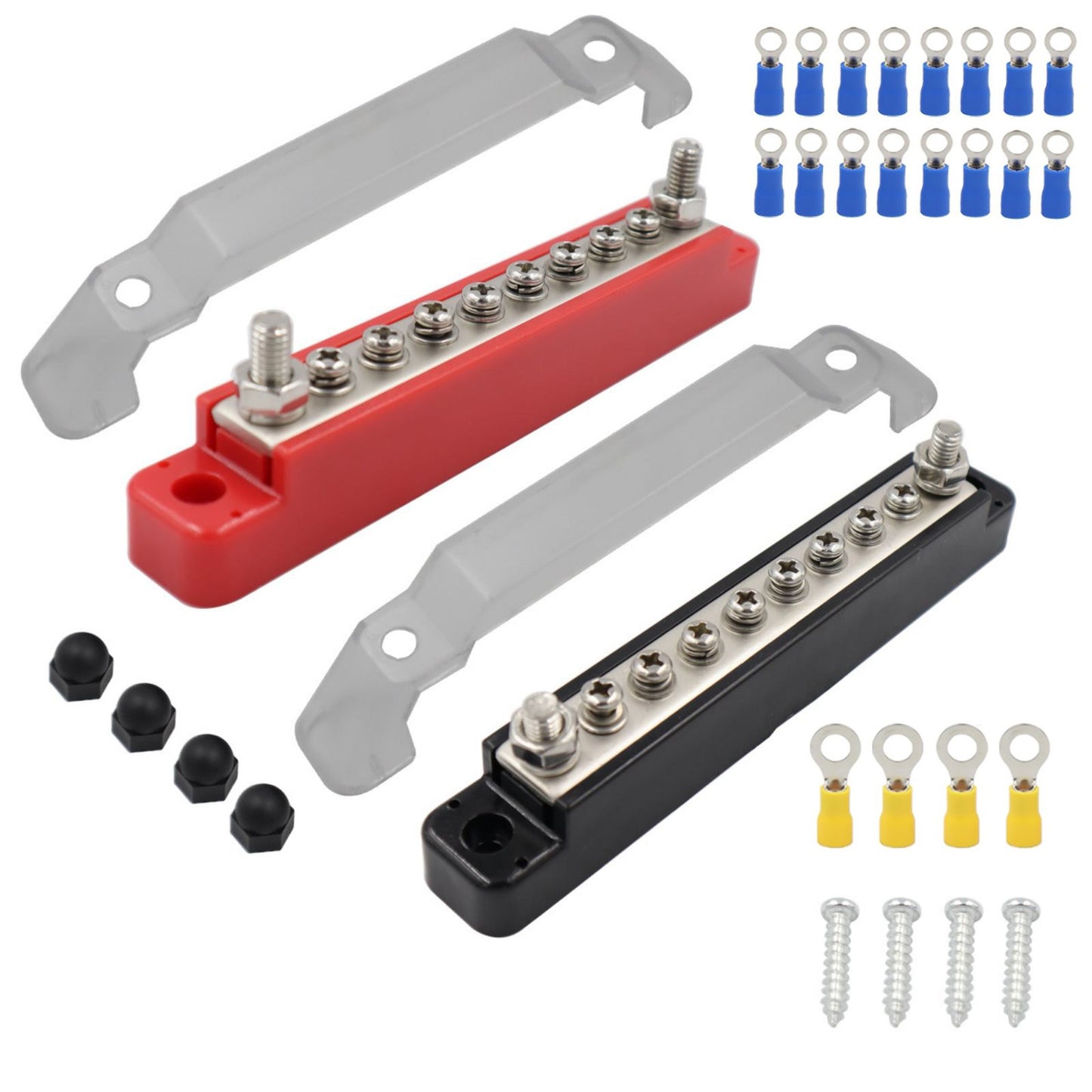 12V 300V AC Bus Bar Marine 1/4" #8 Stud Power Distribution Block For Car Boat
