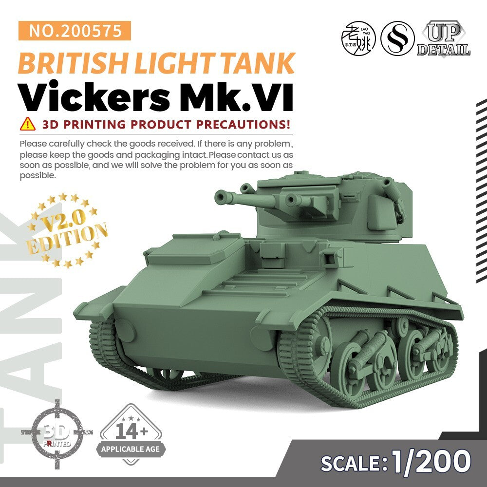 SSMODEL SS200575 1/200 Military Model Kit British Vickers Mk.VI Light Tank
