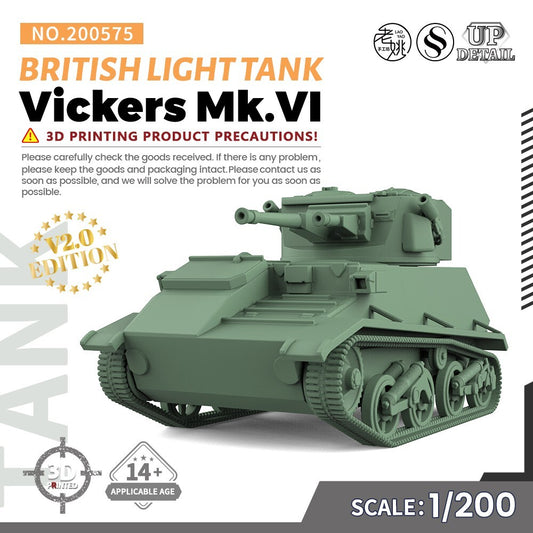 SSMODEL SS200575 1/200 Military Model Kit British Vickers Mk.VI Light Tank