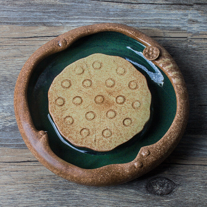 Handmade Pottery Holder For Tea Pot Creative Tea Plate Crude Pottery Pot Holder