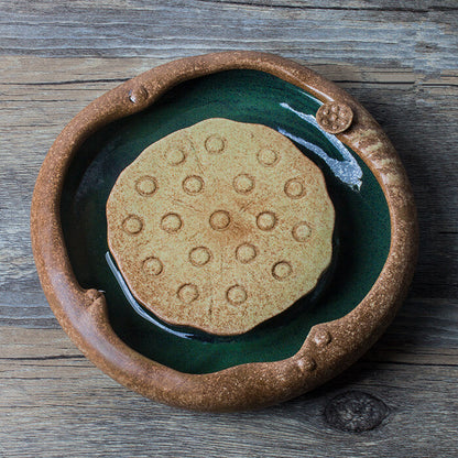 Handmade Pottery Holder For Tea Pot Creative Tea Plate Crude Pottery Pot Holder