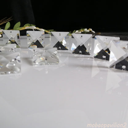 50pcs 18MM Clear Square Crystal Beads Prism Chandelier 2 Holes Home Decoration