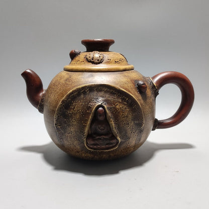 Vintage Chinese Yixing Purple Clay Teapot Zisha Ceremony Carving Collectible Art