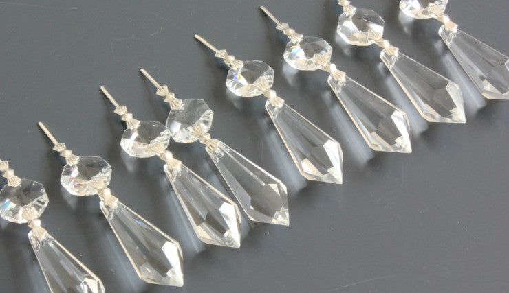 10Pcs 1.5"Clear Glass Prisms Teardrop Hangings Crystal Chandelier Lamp Part
