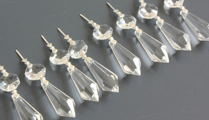 10Pcs 1.5"Clear Glass Prisms Teardrop Hangings Crystal Chandelier Lamp Part