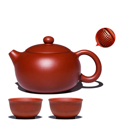 One Pot 2 Matching Cups Real Yixing Zisha Dahongpao Clay Xishi Tea Pot Marked