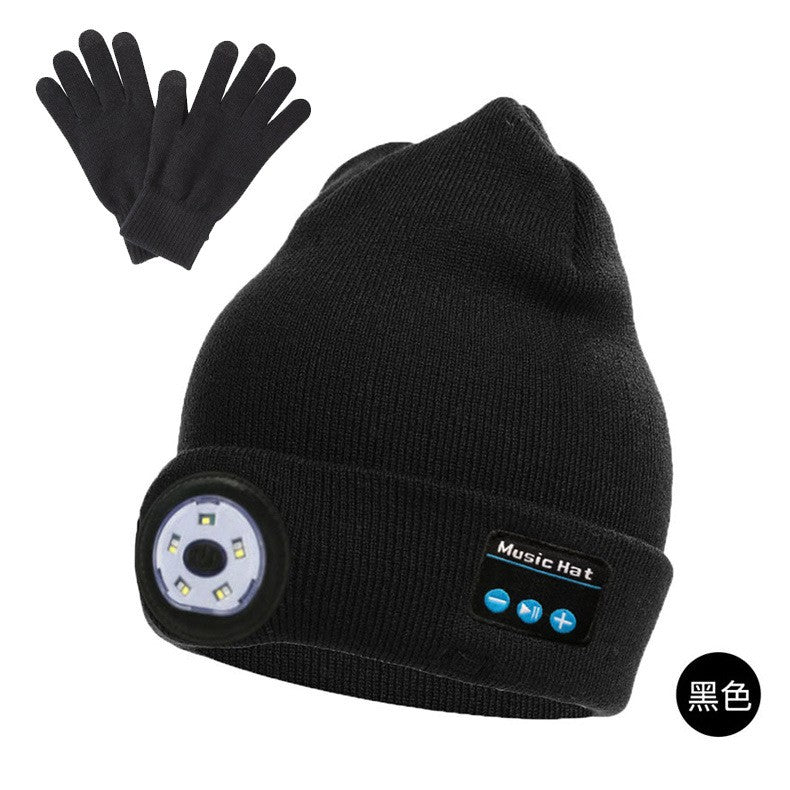 Wireless Bluetooth headphones led warning light night running lighting cap