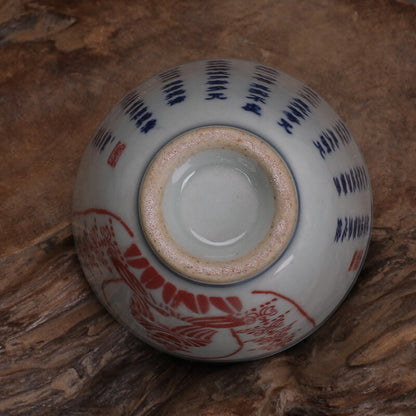 3.2" China antique the Qing dynasty Buddha statue scripture Small tea cup