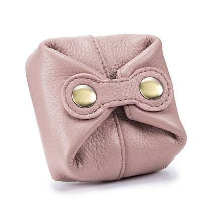 Real Leather Cosmetic Bag Cute Makeup Pouch Travel Small Organizer 8.5*8.5*3 CM