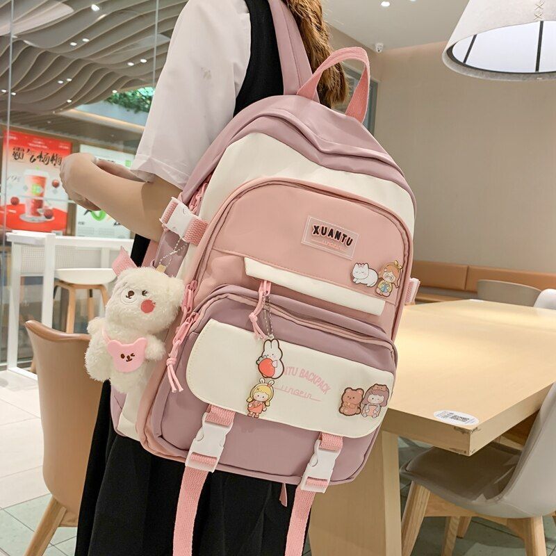 Backpack Shoulder Bags Multi Pockets Waterproof School Bag 31*11*32CM Blue Black