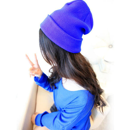 Beanie Hat Men Women Plain Knit Ski Cap Warm Elastic Skull Winter Cuff Thermal