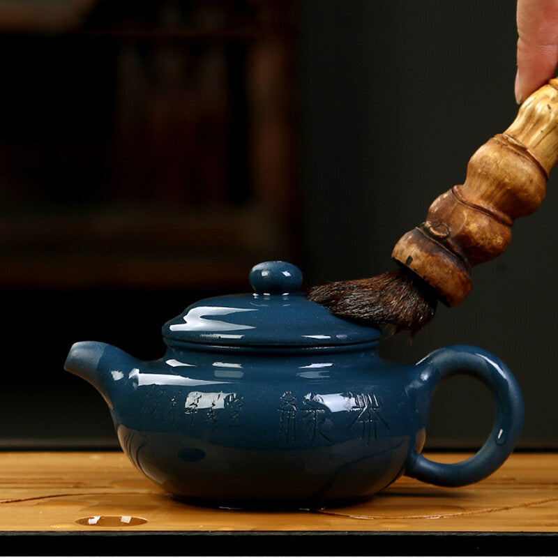 Chinese Character Carved Tea Pot Master Pot Yixing Zisha Clay Antique Style Pots