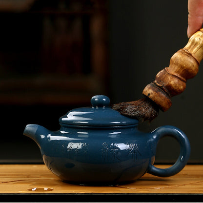 Chinese Character Carved Tea Pot Master Pot Yixing Zisha Clay Antique Style Pots
