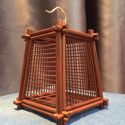Handmade Brown Bamboo Katydid Cricket Cage Mortise Tenon Hanging Insect Box