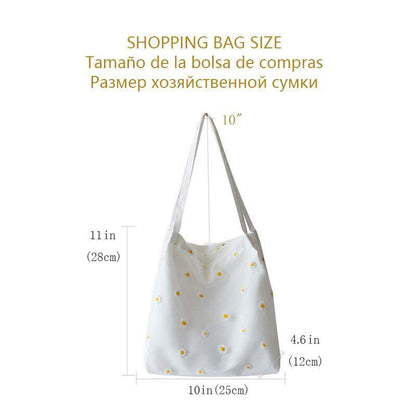 Small Canvas Bag Handbag Casual Daisy Crochet Cute Mesh Shoulder Bag Shopping