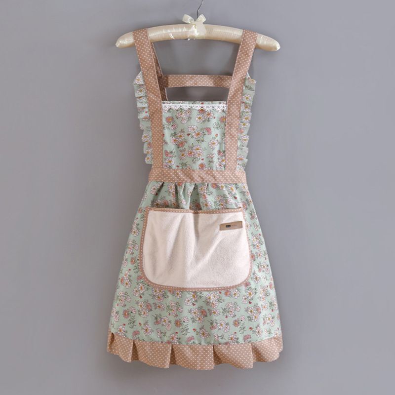 Cooking Aprons Cotton Canvas Floral Home Kitchen Fashion Thin Breathable 65x65cm